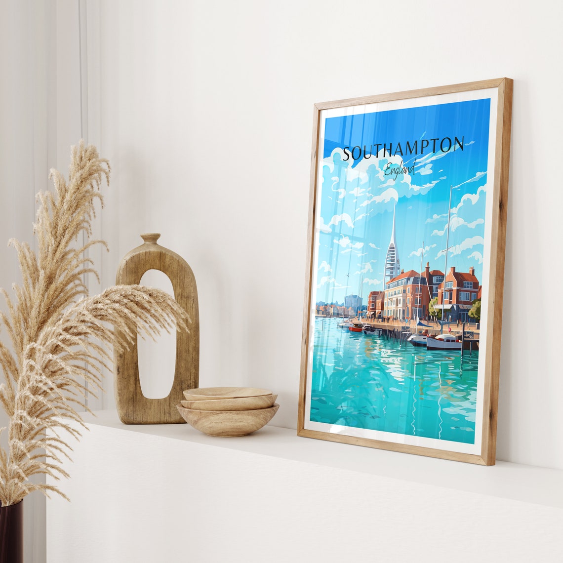 Southampton England Harbor Sailboats Spinnaker Tower Travel Poster - Image 2