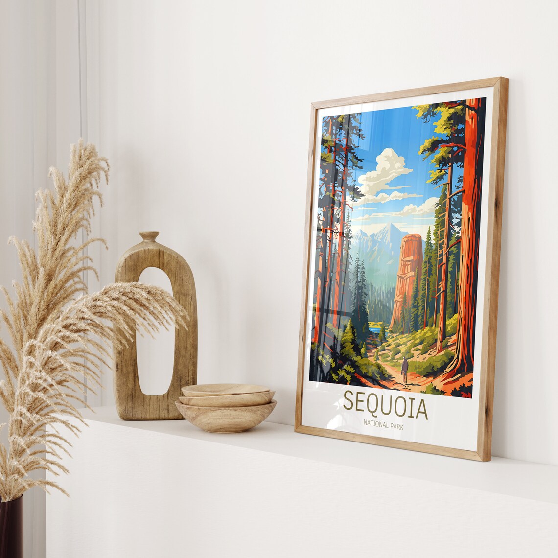 Sequoia National Park Giant Redwood Forest Hiker Vintage Travel Poster - Image 2