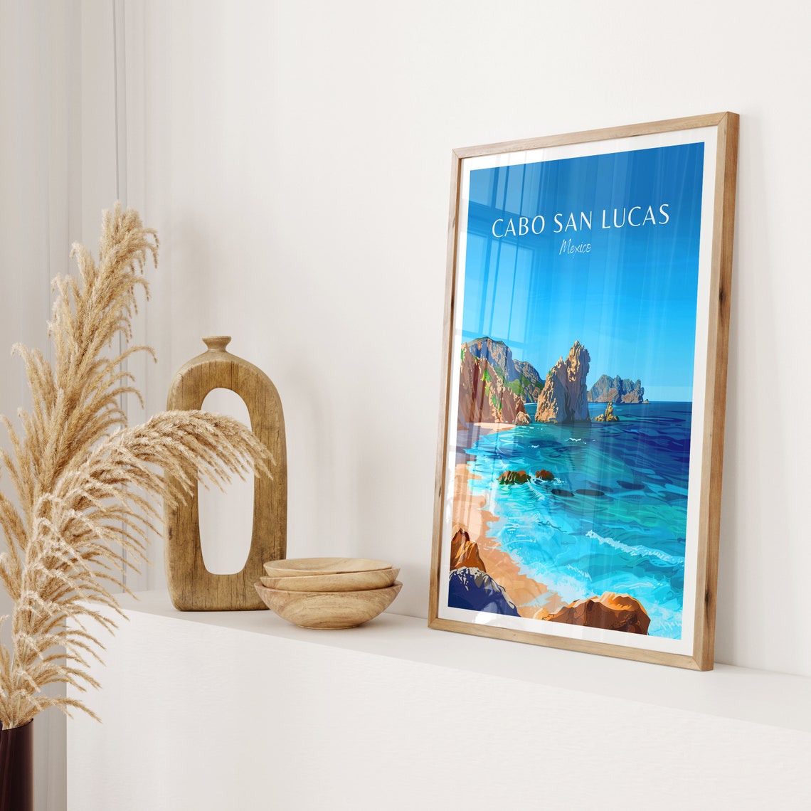 Cabo San Lucas Mexico Turquoise Cove Rock Formations Travel Art Poster - Image 2