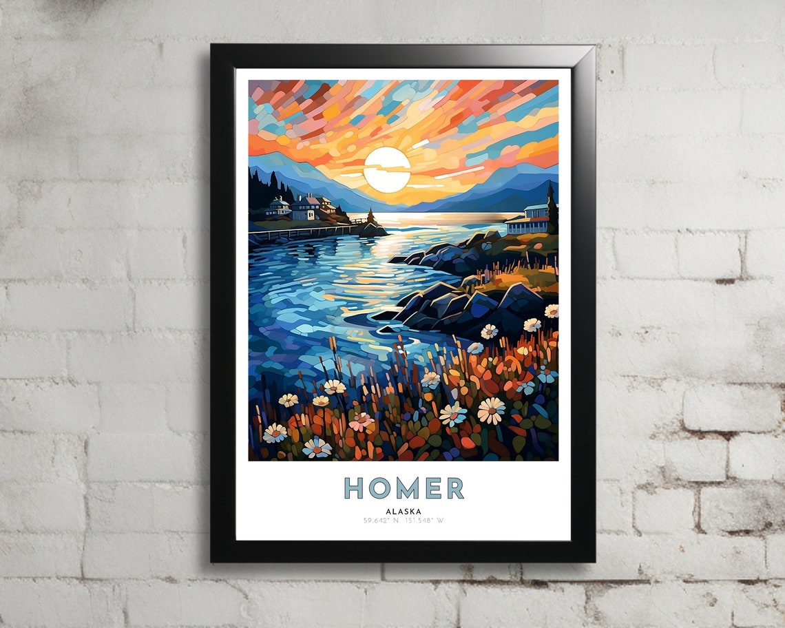 Homer Travel Poster Of Alaska Art Nouveau Gift For Lovers Of Homer Alaska Wall Art Decor Of Homer Painting
