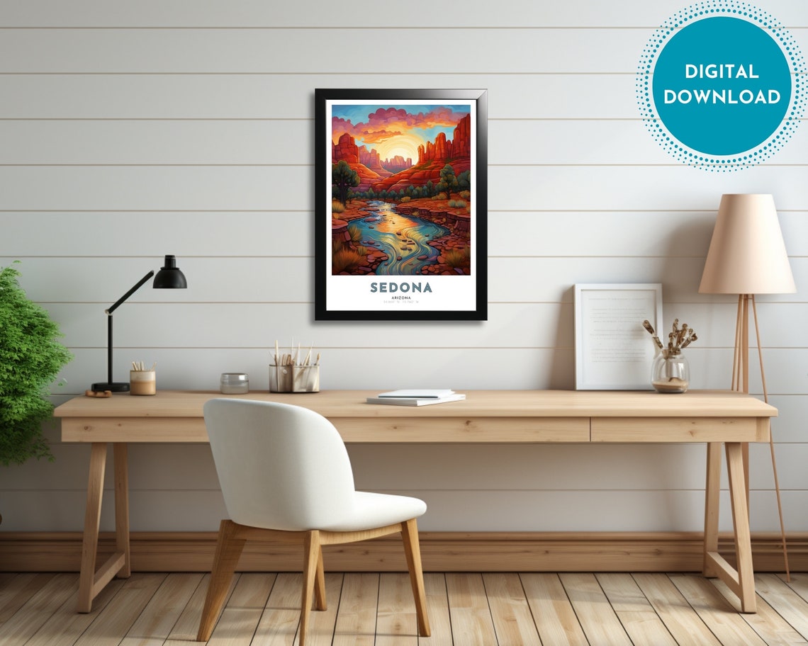 Sedona Travel Poster Of Arizona Art Nouveau Gift For Lovers Of Sedona Arizona Wall Art Decor Of Sedona Painting - Image 2