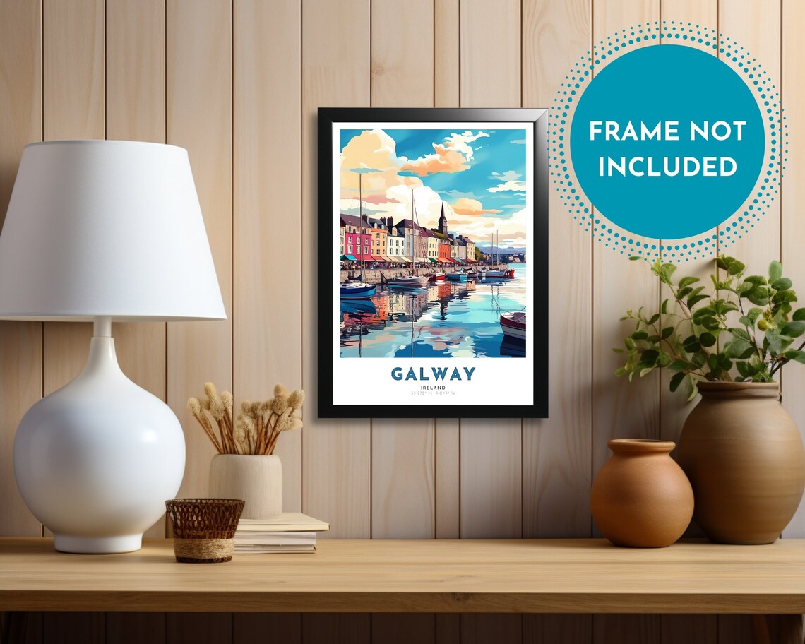 Galway Ireland Travel Poster Art Nouveau Print Galway Wall Art Galway Nouveau Painting Galway Gem Gift Ireland Print Elegance - Image 3
