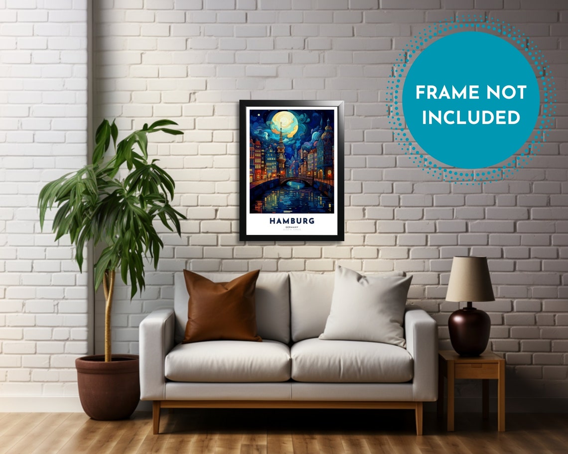 Hamburg Germany Art Nouveau Travel Poster Hamburg Print Hamburg Wall Art Hamburg Painting Hamburg Gift Germany Print - Image 3