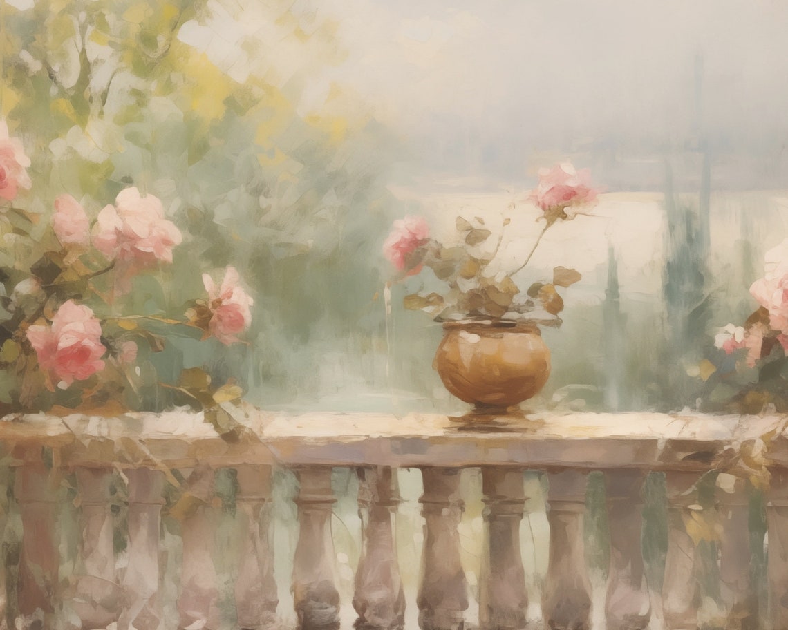 French Balcony Frame Tv Art Of Roses Art For Travel Lovers Of Summer Mood France Tv Frame Art Roses Oil Painting Screensaver - Image 4