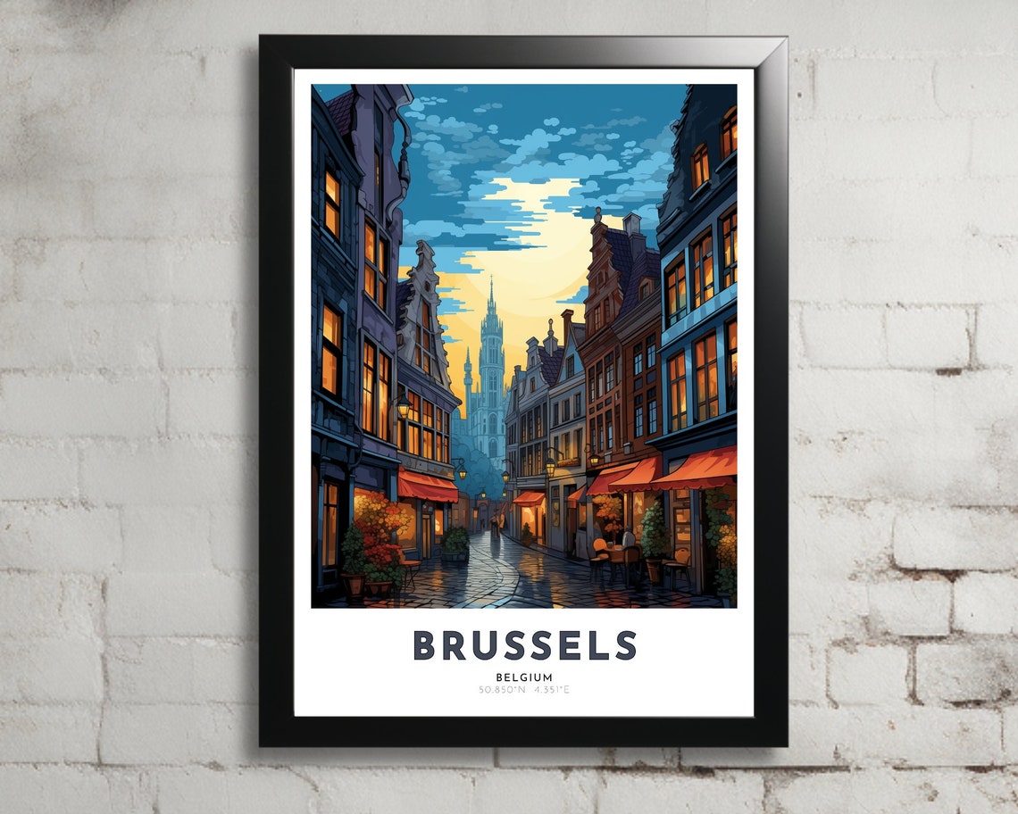 Brussels Travel Poster Of Belgium Art Nouveau Gift For Lovers Of Brussels Belgium Wall Art Decor Print Of Flanders Painting