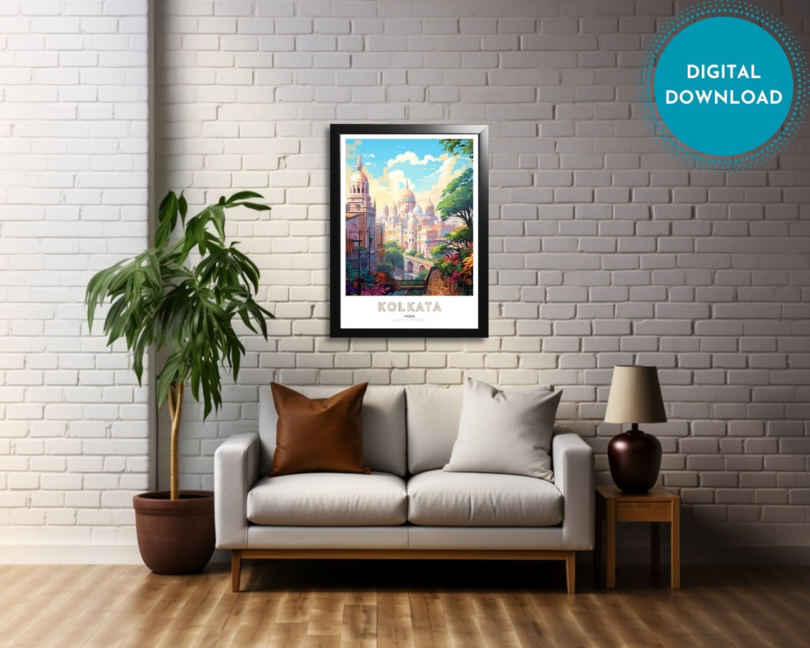 Kolkata Travel Poster Of India Art Nouveau Gift For Lovers Of Kolkata India Wall Art Decor Of Calcutta Painting - Image 4