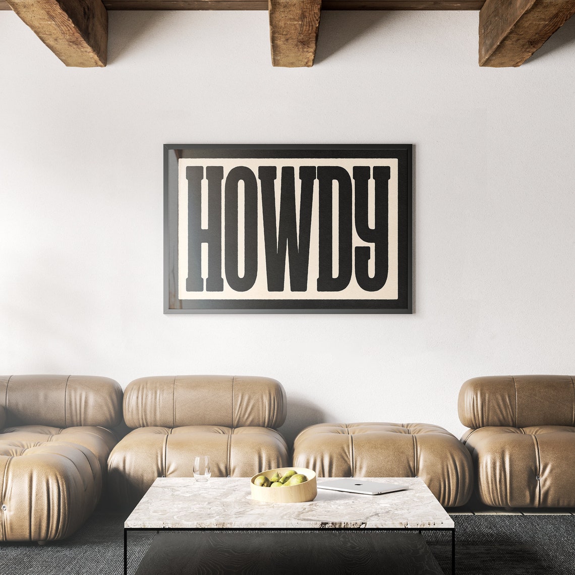 Howdy Bold Black Serif Cream Minimal Typography Modern Print - Image 3