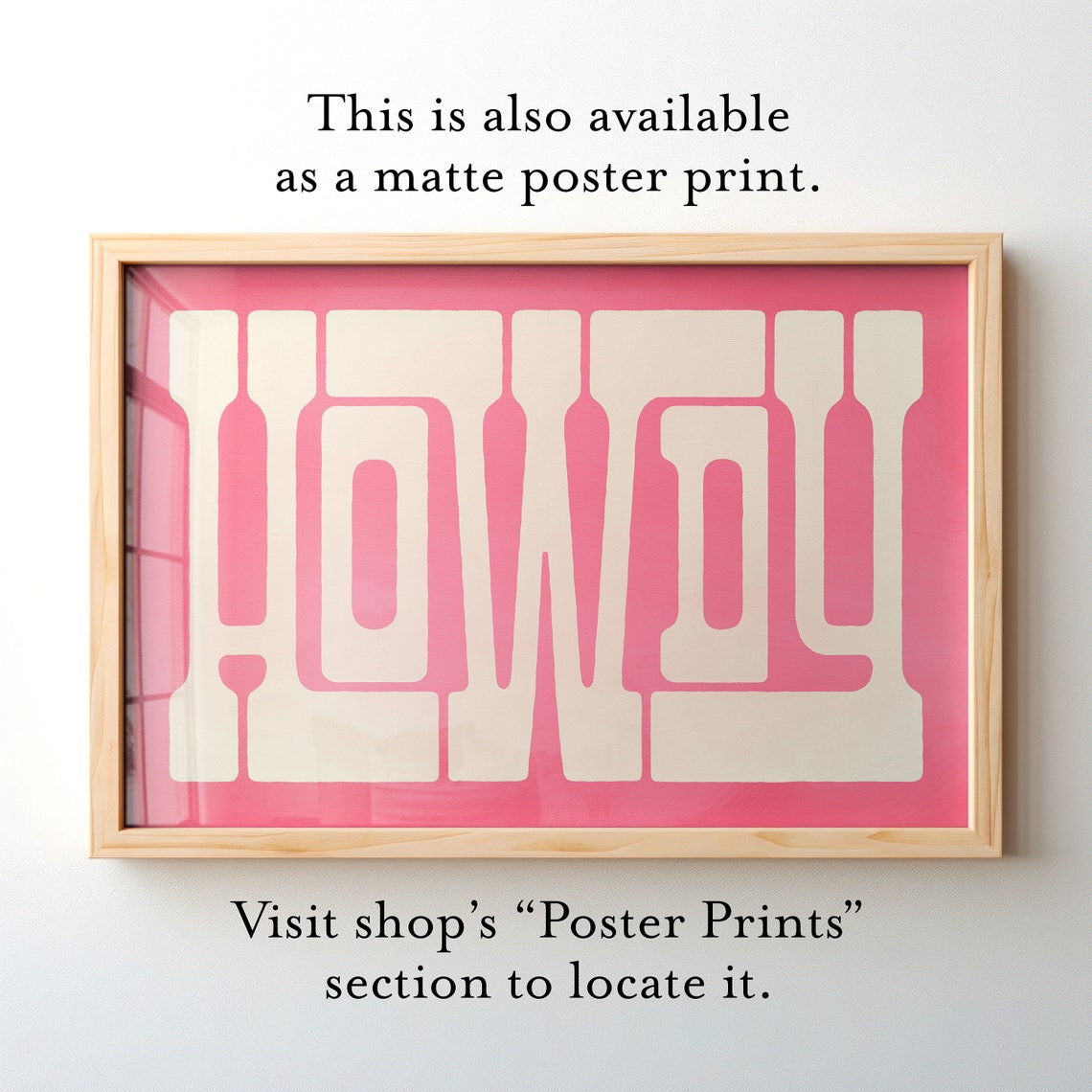 Howdy Cream On Hot Pink Bold Western Typography Modern Wall Poster - Image 2
