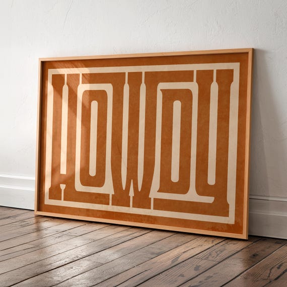 Instant Howdy Print Southwestern Wall Art Tan Leather Howdy Poster Modern Farmhouse Art Western Welcome Sign