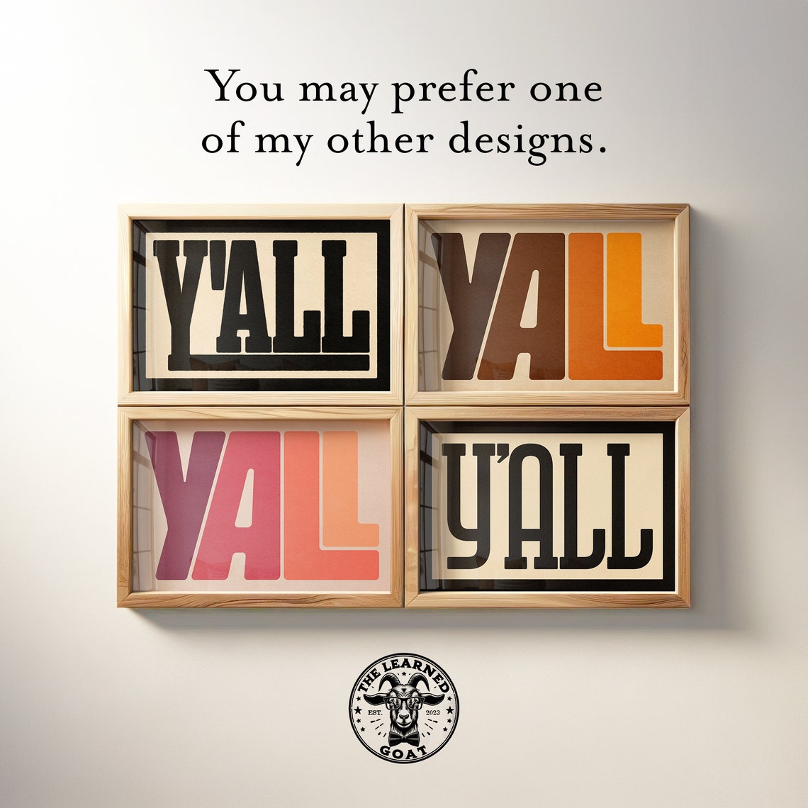 Yall Bold Black Blocks Red Bar Cream Modern Rustic Typography Print - Image 4