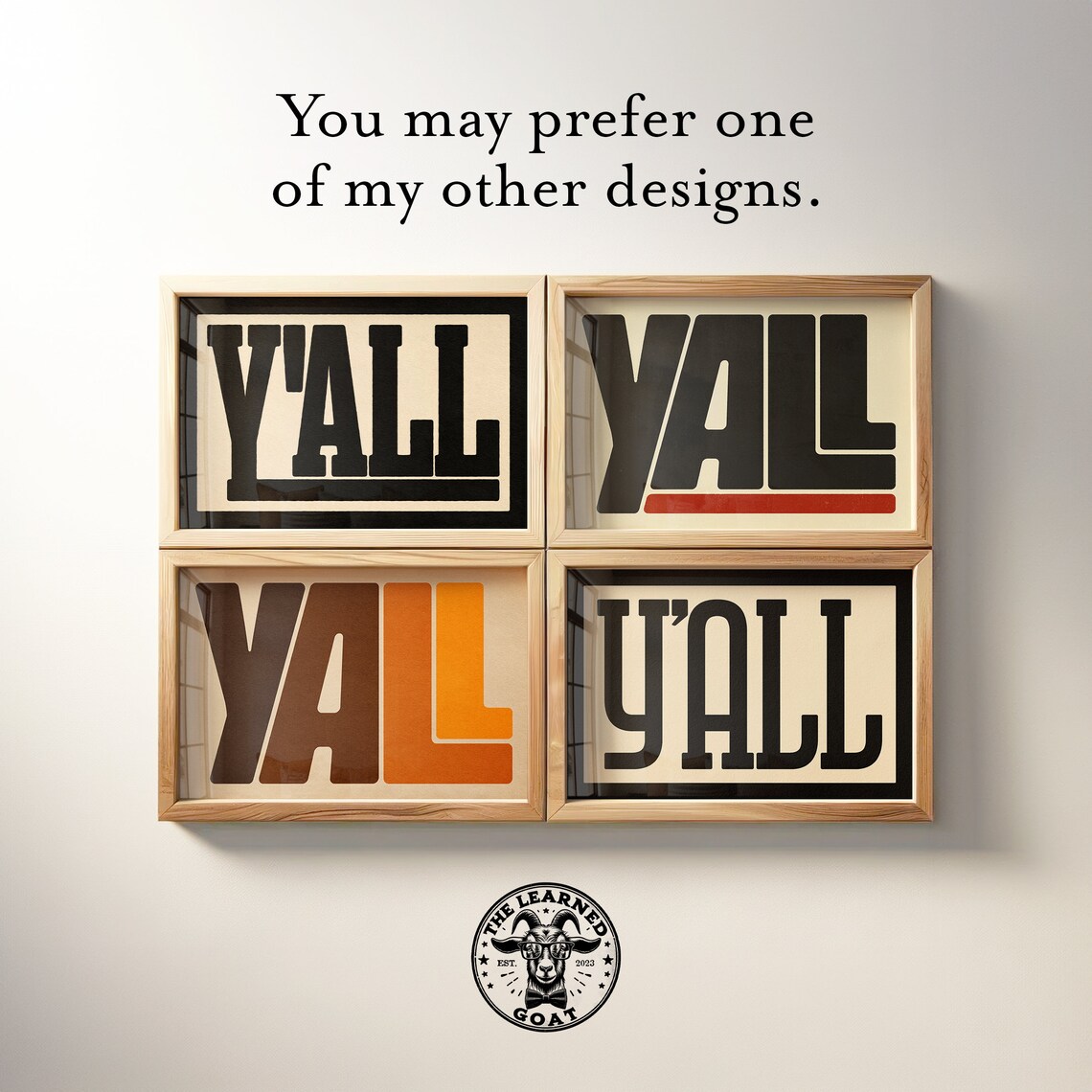 Yall Huge Black Block Letters Cream 70s Vintage Style Wall Art - Image 4