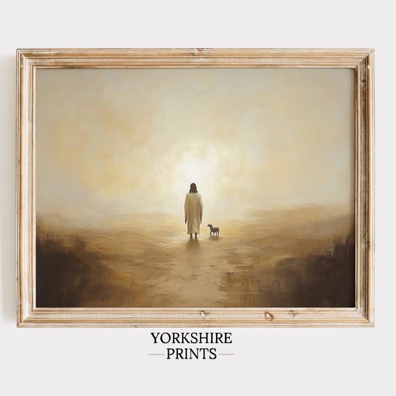 Jesus Leaves The 99 Parable Of The Lost Sheep Jesus Wall Art Good Shepherd Jesus Christ Painting Scripture Wall Art Christian Gift