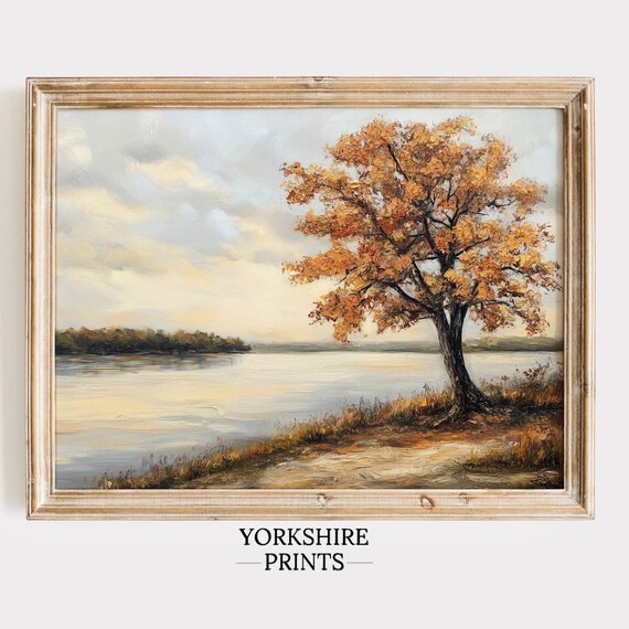 Vintage Fall Landscape Painting Fall Wall Art Fall Oil Painting Fall Print Autumn Decor Forest Fall Decor Moody Wall Art Print