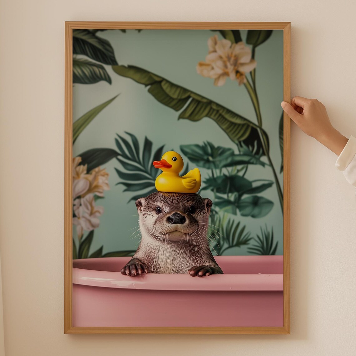 Otter Lover Trendy Rubber Duck Poster, Bathroom Decor