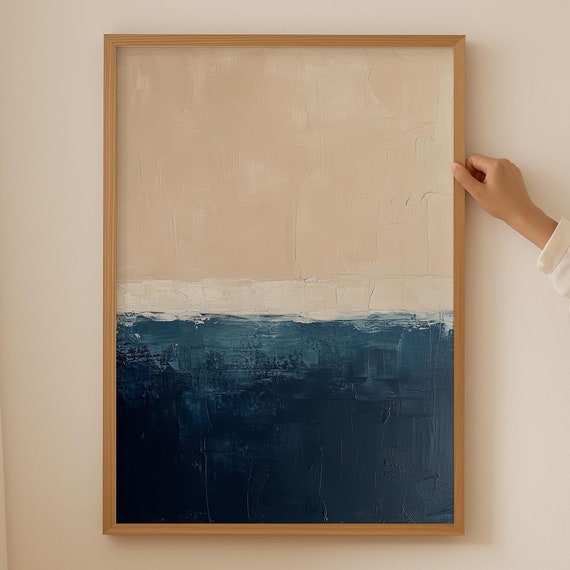 Abstract Ocean Japandi Art Print Trendy Wall With Wabi Sabi Elegance Room Decor And Above Couch Spaces