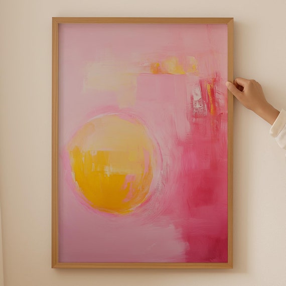 Pink Abstract Poster Japandi Wall Art For Cubicle Decor Wabi Sabi Print Room Japanese And Trendy Above Couch