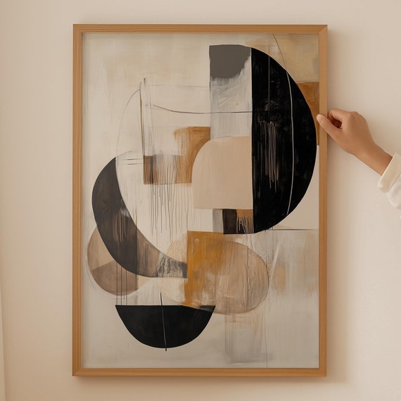 Abstract Geometric Wabi Sabi Art Print Neutral Beige Japandi Wall Art Large Japanese Wall Art For Aesthetic Room Decor Japandi Poster