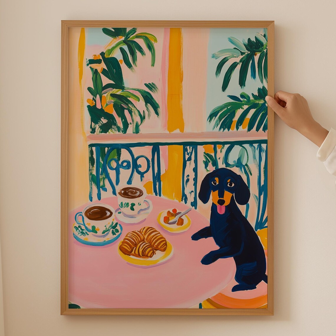 Dachshund Coffee Lover Trendy Kitchen Art Print