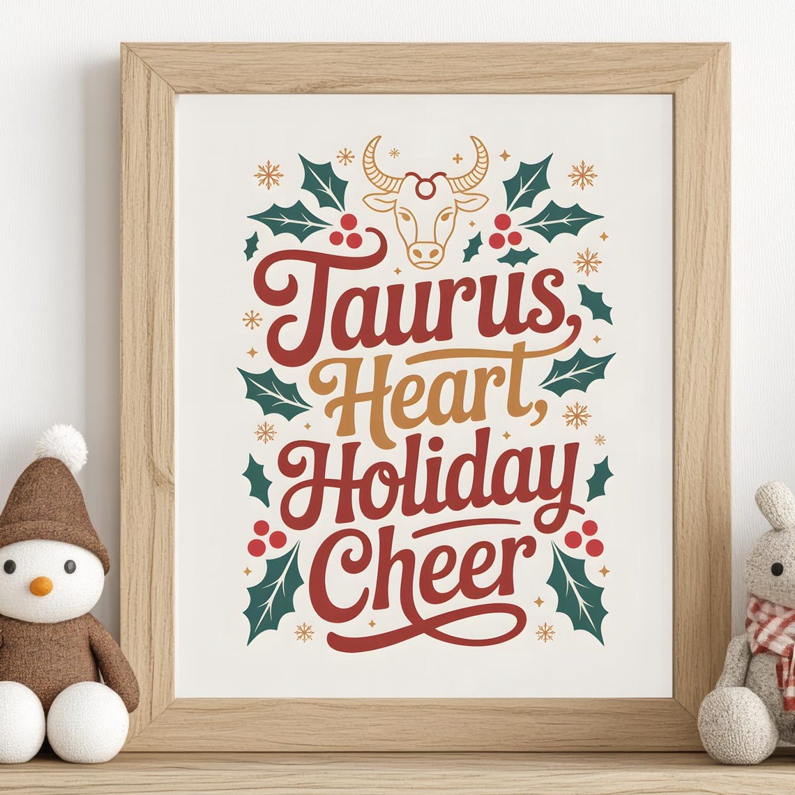 Taurus Zodiac Christmas Print Astrology Horoscope Constellation Poster Wall Art