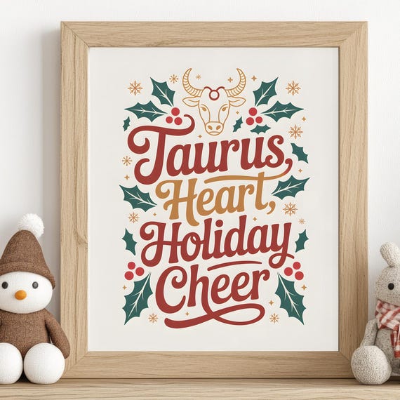 Taurus Zodiac Christmas Print Astrology Horoscope Constellation Poster Wall Art
