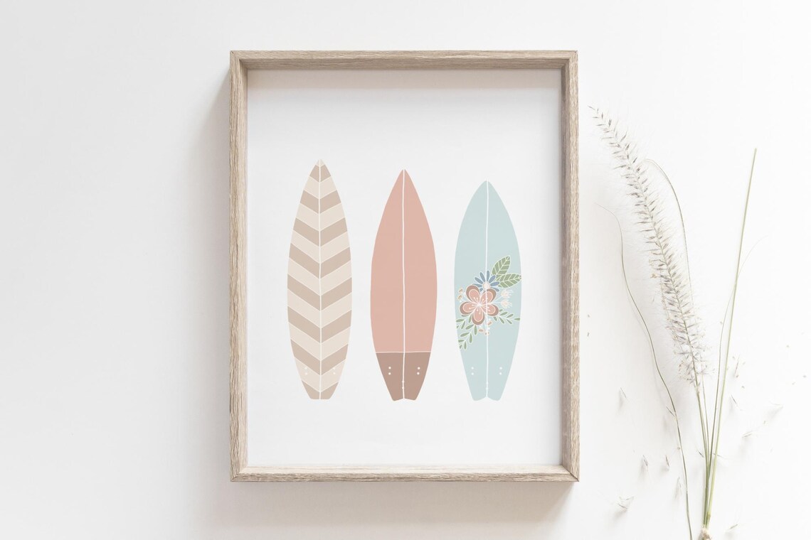 Surfing Gallery Set Vintage Van Artwork Surf Art Wall Set Beach House Decor Palm Tree Surf Board Van Life Landscape Mailed Print - Image 2