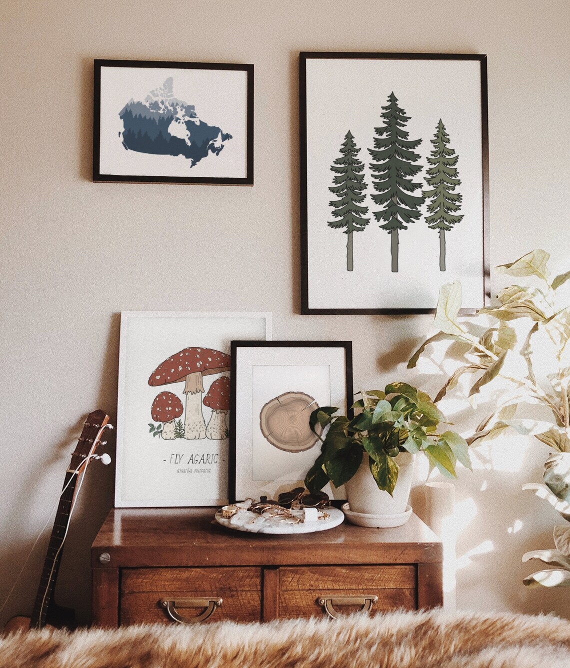 Tree Ring Print, Rustic Woodland Botanical Art - Image 2