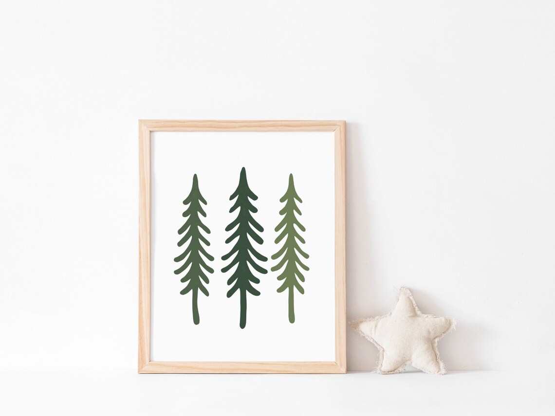 Pine Trees Forest Poster, Minimalist Mountain Decor - Image 2