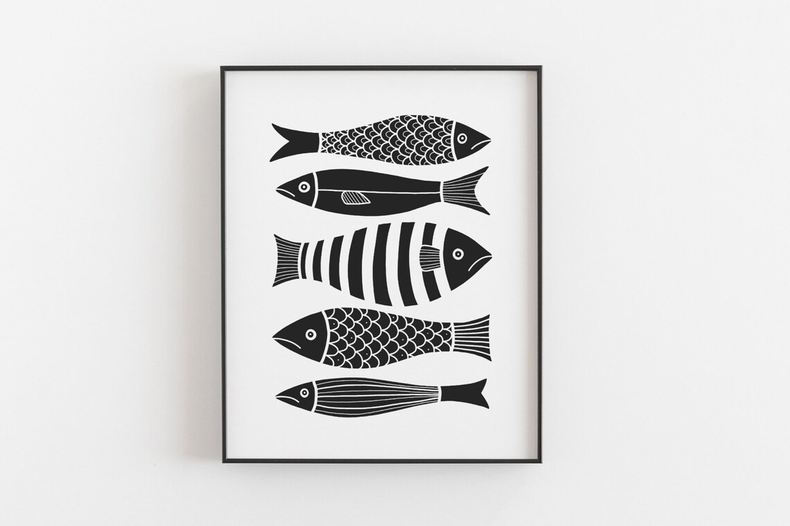Fish Print, Minimalist Scandinavian Nautical Art - Image 3