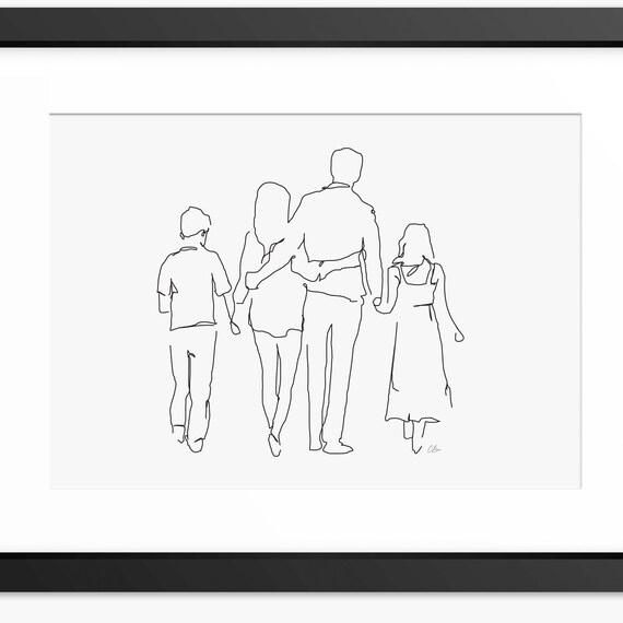 Family Print Family Line Art Family Portrait Family Drawing Mothers Day Print Family Gift Print Family Illustration Family Wall Art