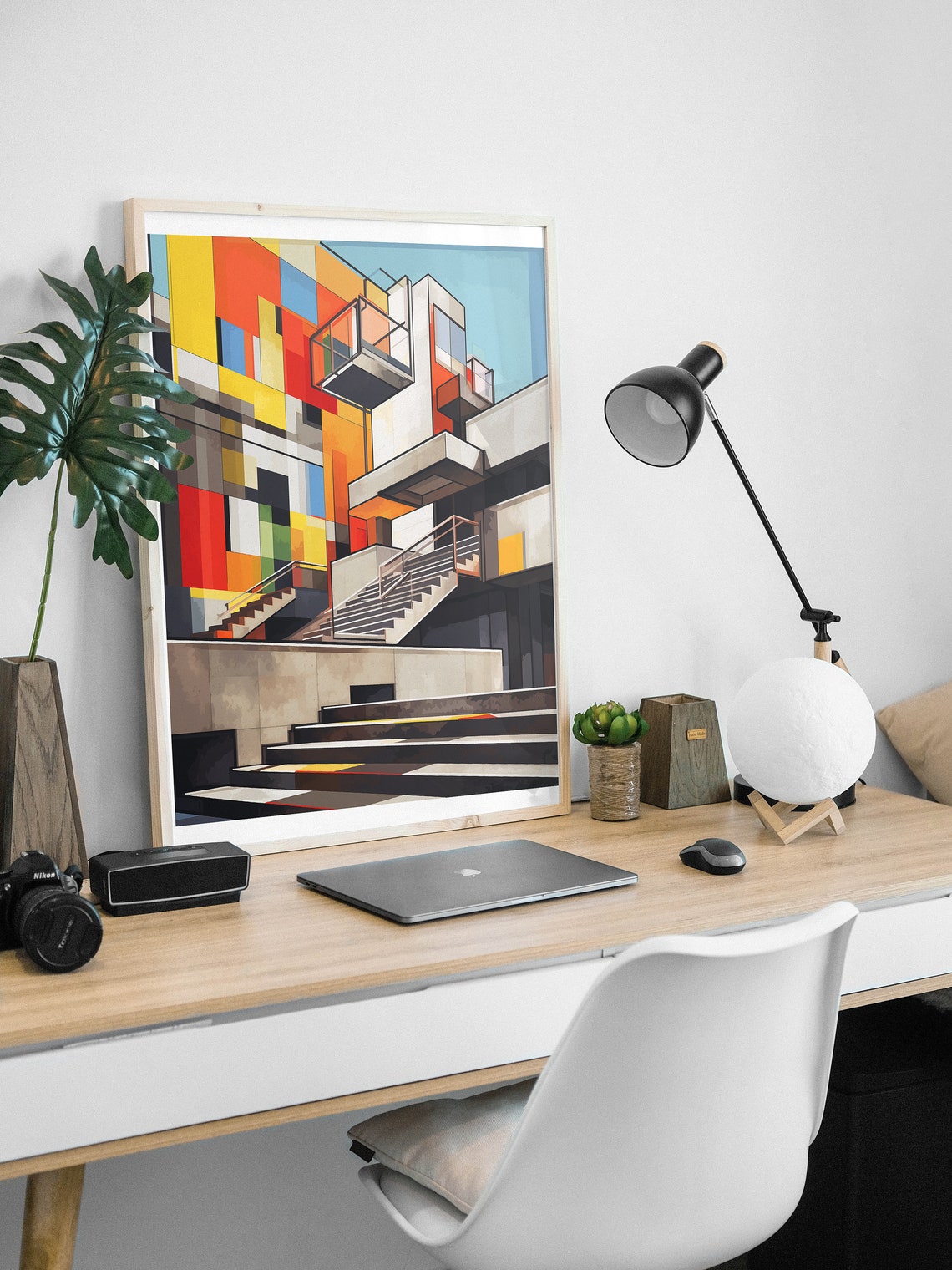 Colorful Brutalist Architecture Building Abstract City Art Poster - Image 4