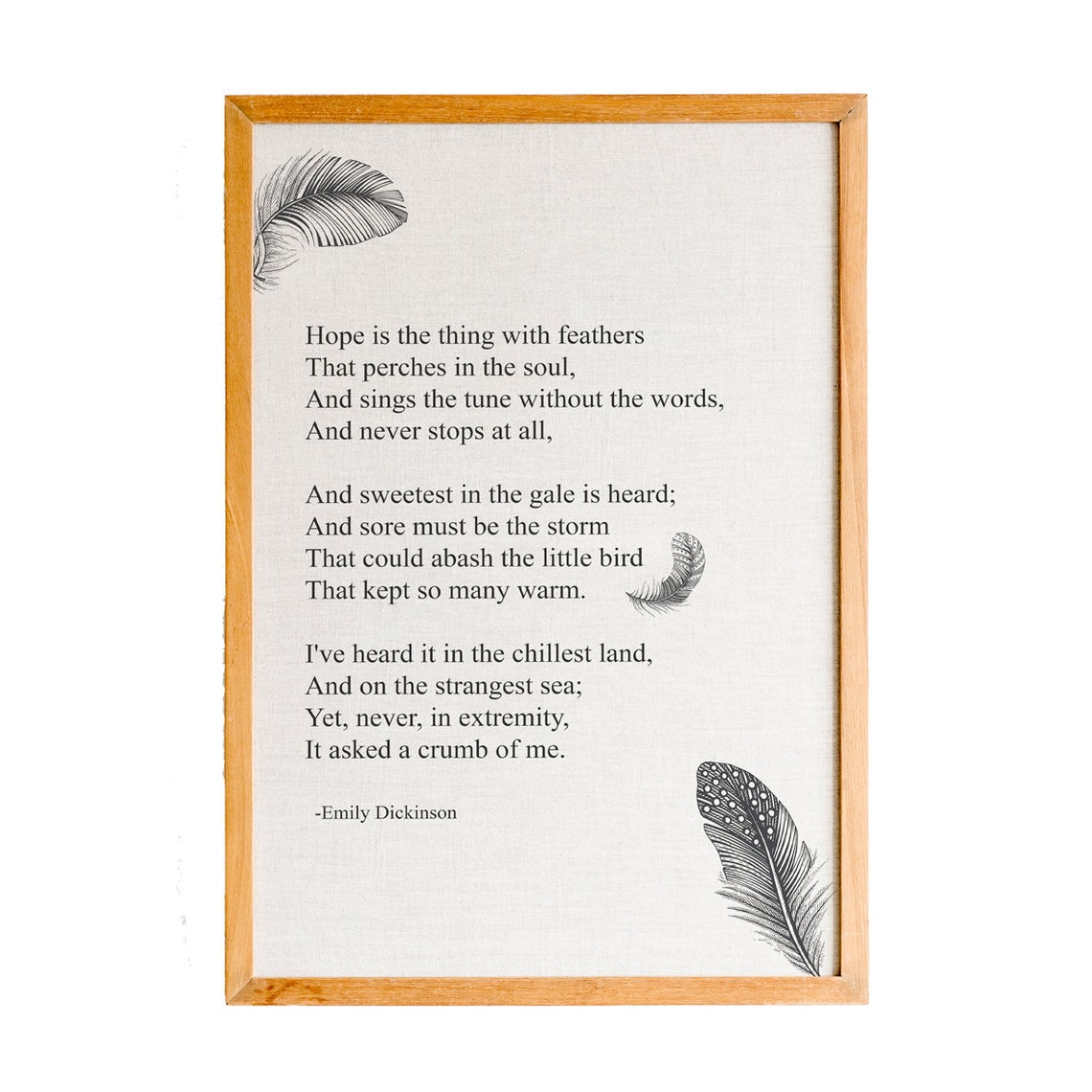 Emily Dickinson Hope Is The Thing With Feathers Bird Poem Poster