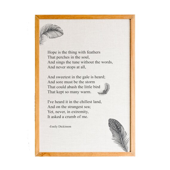 Emily Dickinson Hope Is The Thing With Feathers Bird Poem Poster