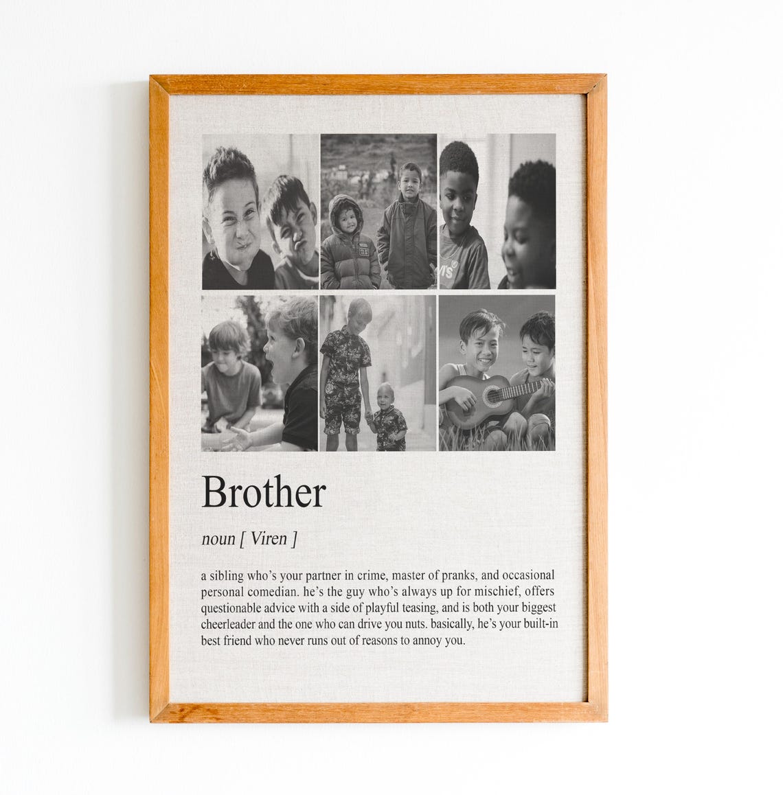 Personalized Brother Photo Collage Dictionary Definition Gift Poster