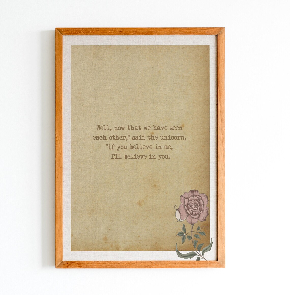Lewis Carroll Unicorn Believe in Me Whimsical Wonderland Poster