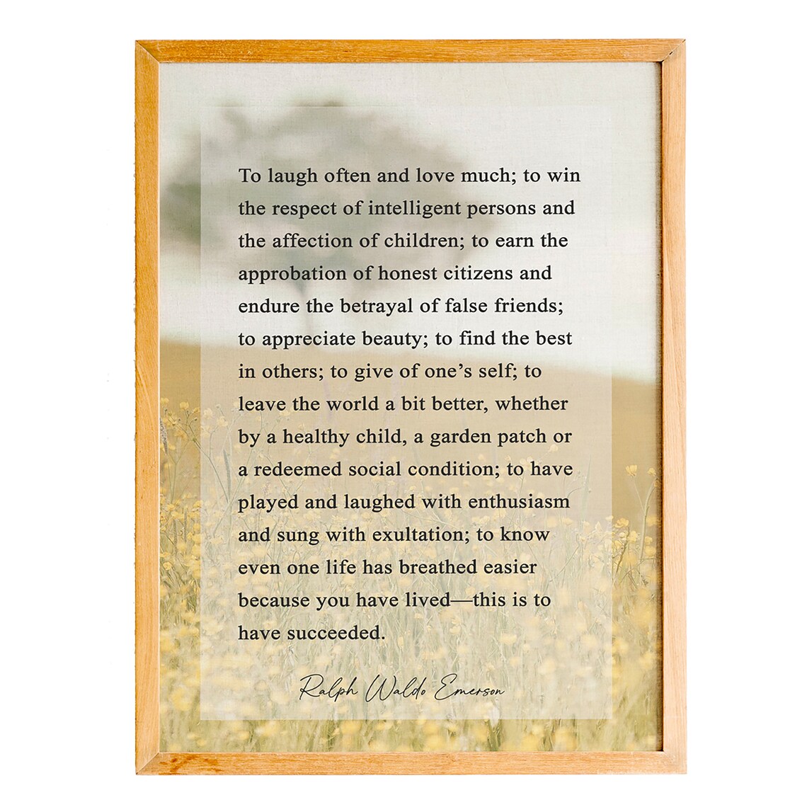 Ralph Waldo Emerson To Laugh Often Success Quote Wildflower Poster