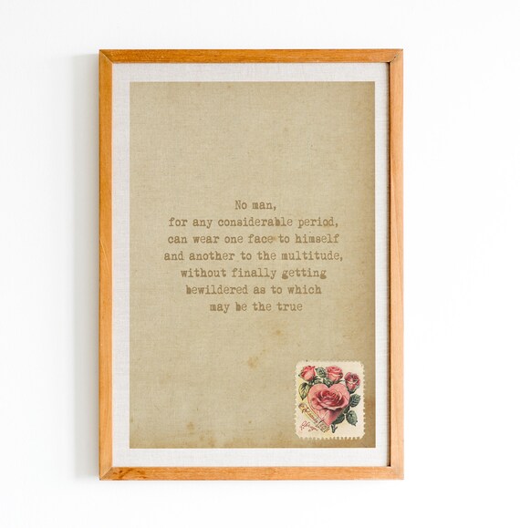 Nathaniel Hawthorne One Face to Himself Literary Quote Poster