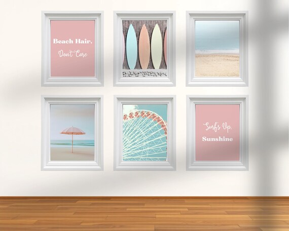 Pastel Beach Art Prints Surf Ferris Wheel