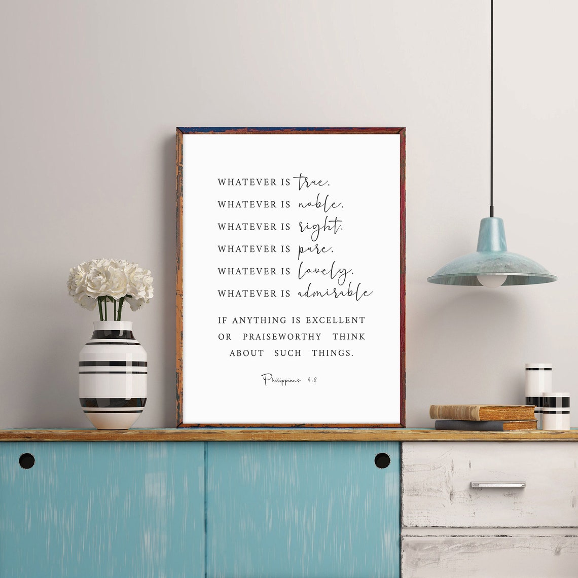 Philippians 48 Bible Verse Print Baptism Gift Modern Scripture Wall Art Bible Verse Sign Christian Wall Decor Christian Quote - Image 2