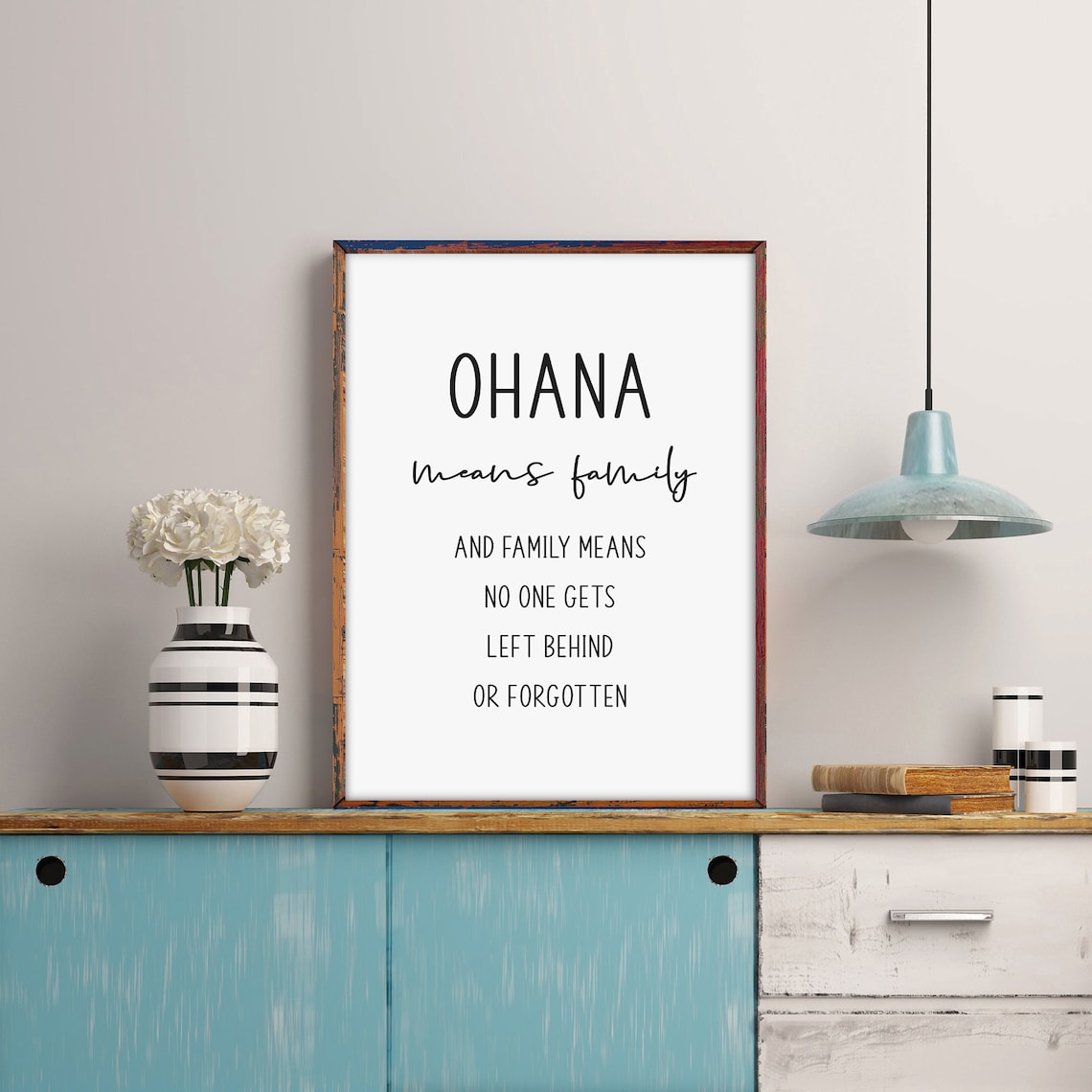 Ohana Means Family Quote Print, Living Room Decor