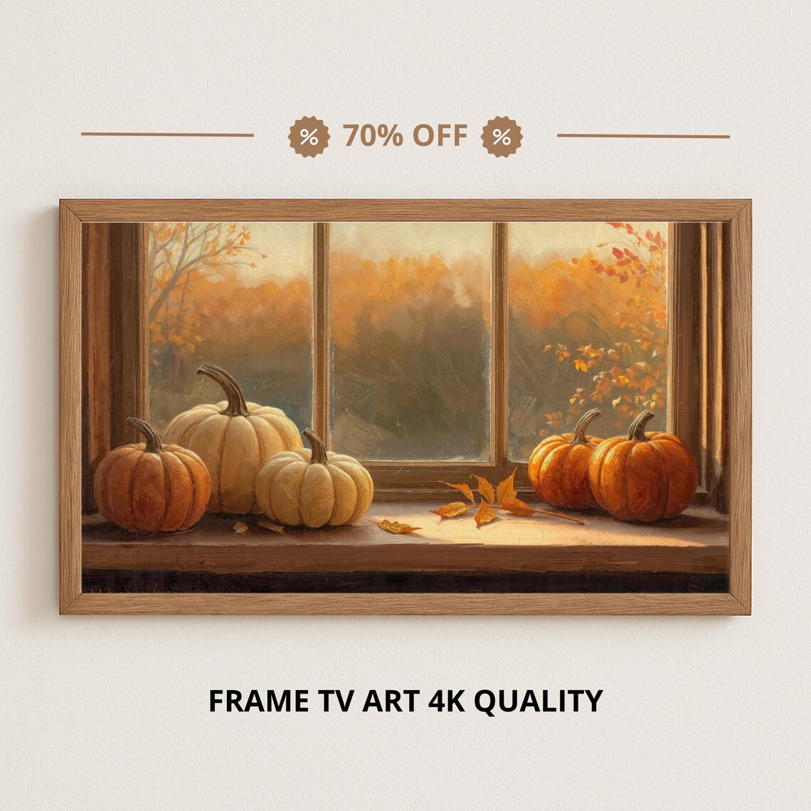 Samsung Frame Tv Art Pumpkins On The Windowsill Autumn Glow