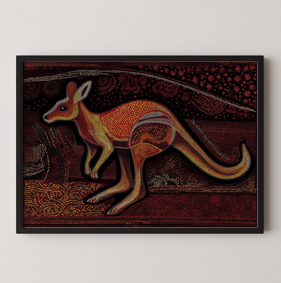 Aboriginal Dot Art Kangaroo Indigenous Wall Print