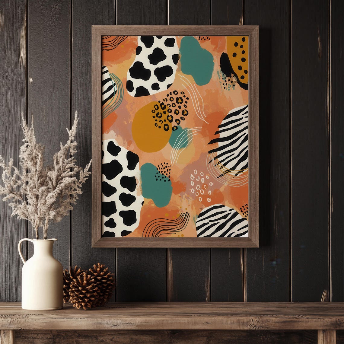 Boho Animal Print Art Abstract Geometric Cow Zebra Cheetah
