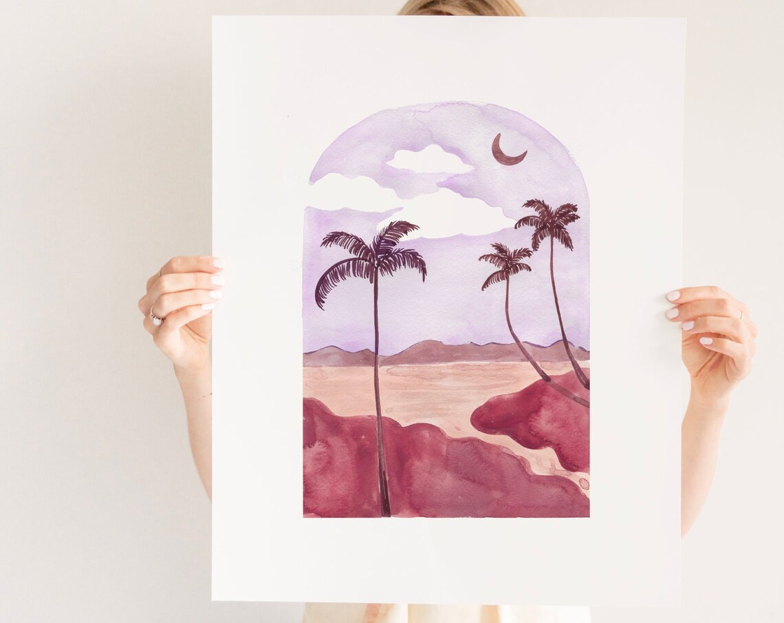 Tropical Arch Art Print, Purple Aesthetic Pastels