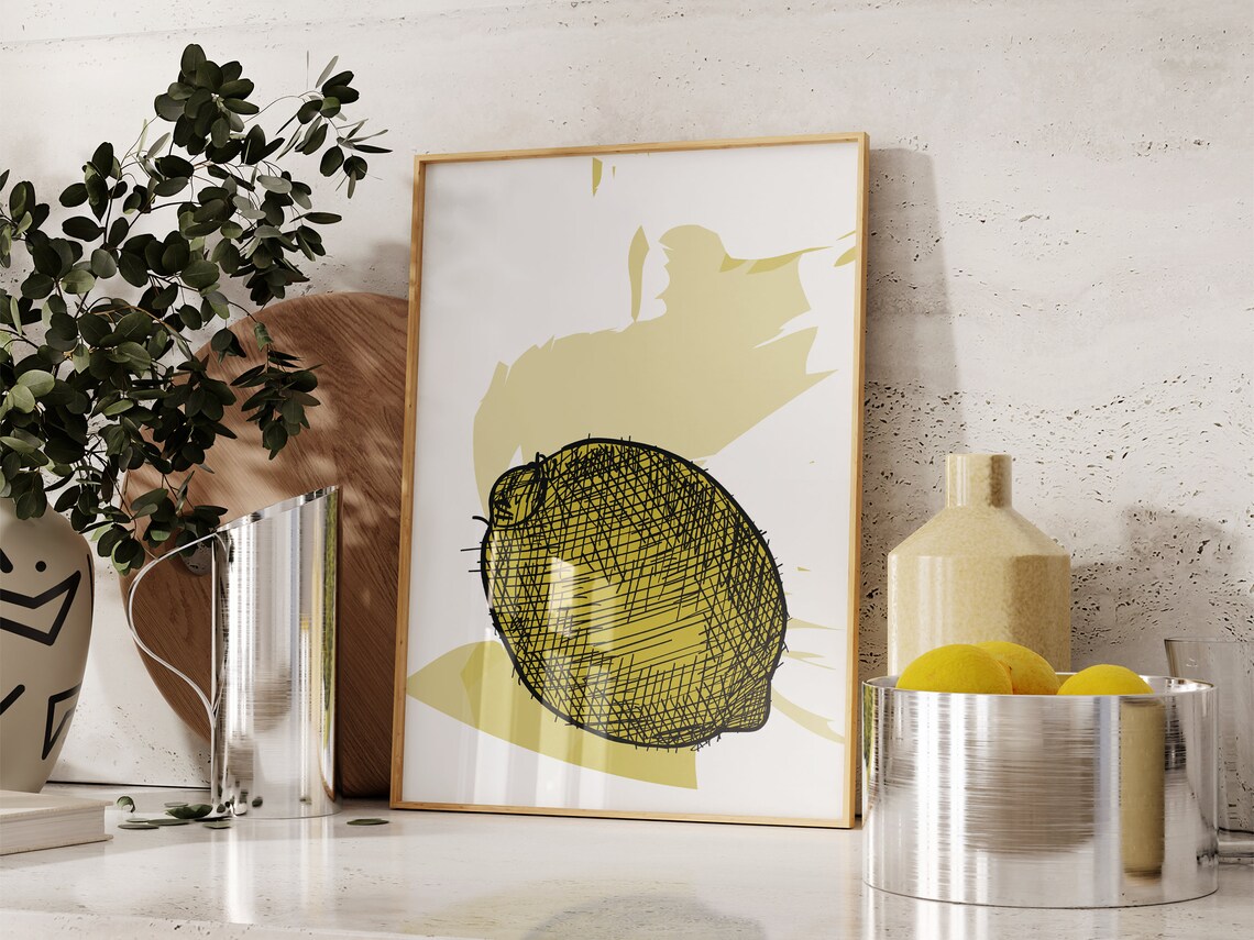 Lemon Fruit Kitchen Wall Art Boho Minimalist Prints Modern Art Kitchen Prints Art Physical Poster Print Shipped To You