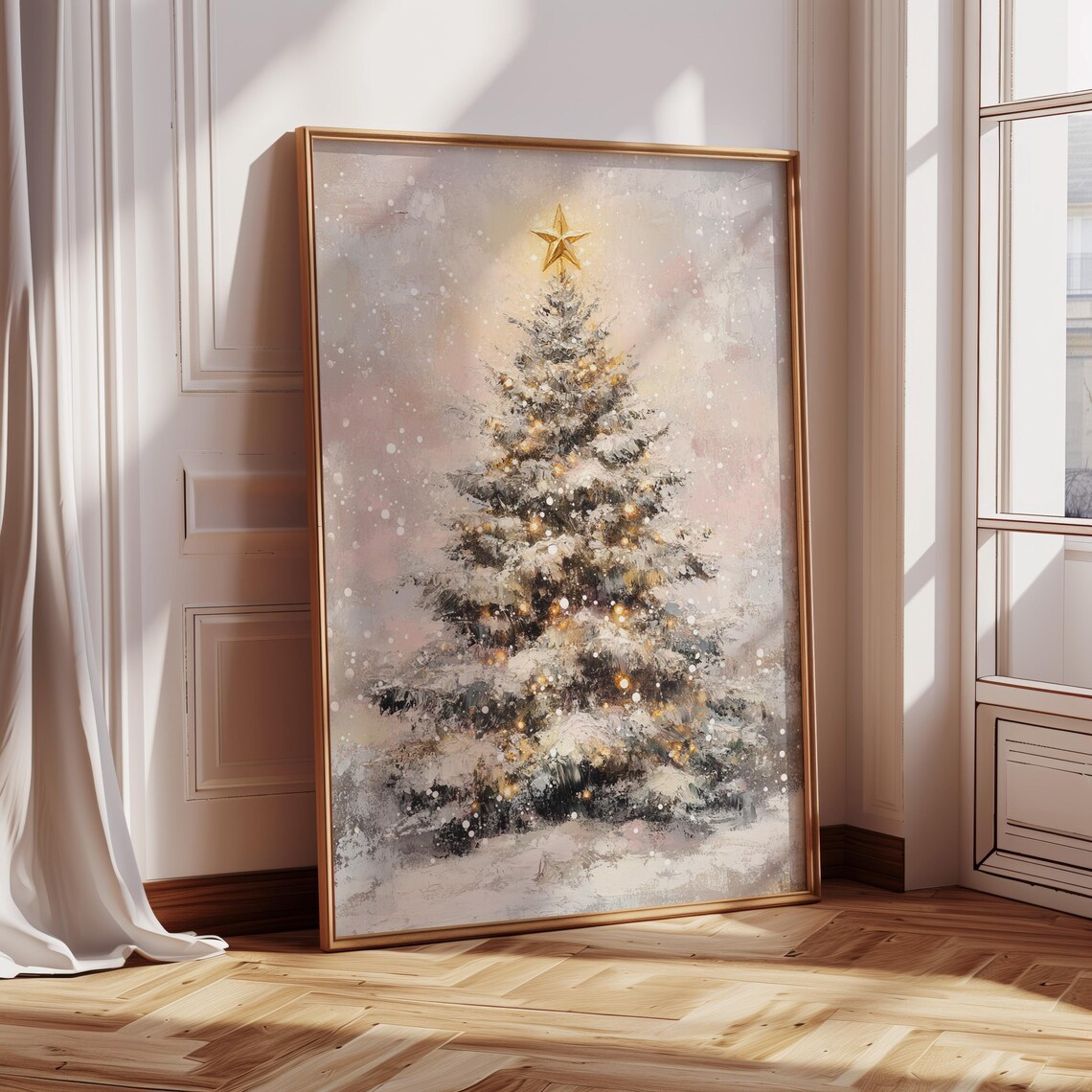 Cozy Snowy Christmas Tree, Festive Winter Art Print - Image 5