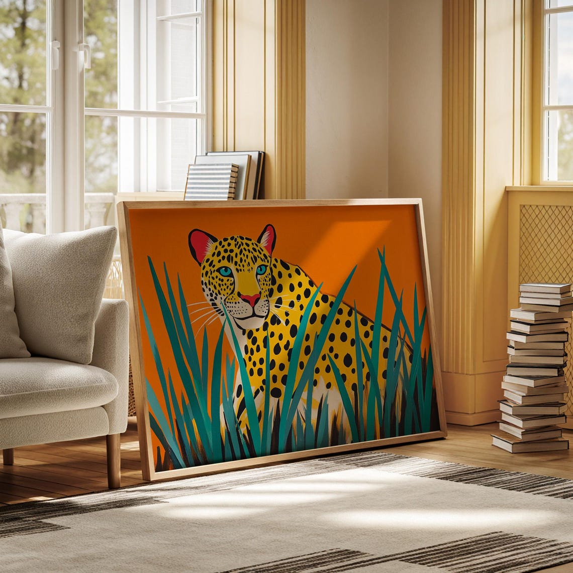 Leopard In Grass, Wildlife Art Print - Image 3
