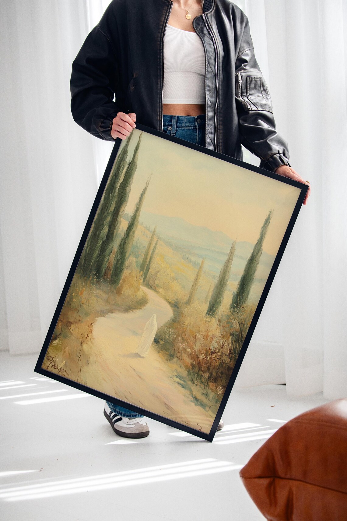 Jesus Walking Country Path, Spiritual Landscape Art Print - Image 2