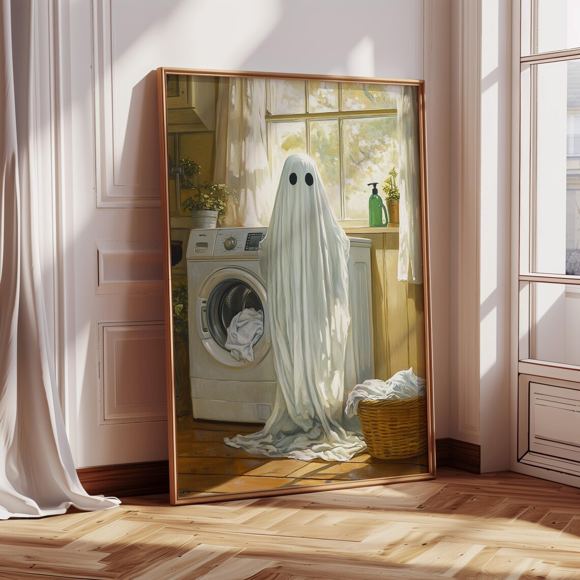 Cute Ghost In Laundry Room, Whimsical Chore Decor