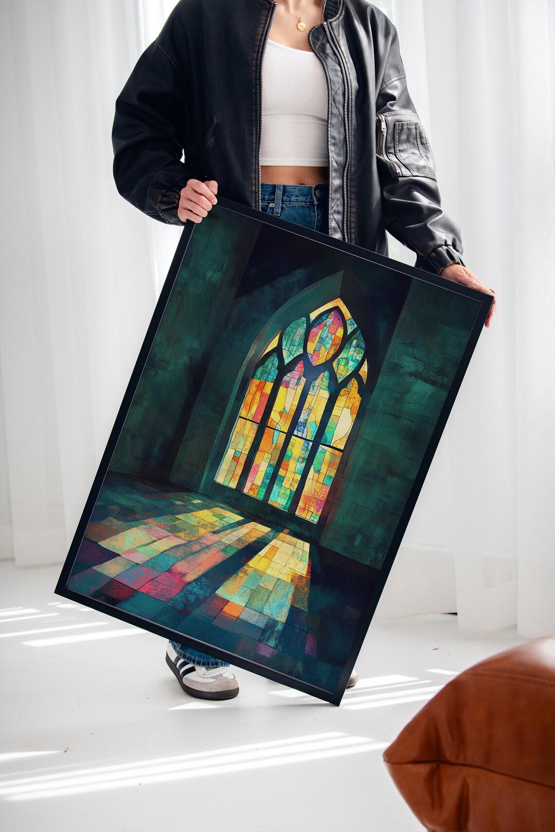 Stained Glass Light Rays Church Window Art Print - Image 2