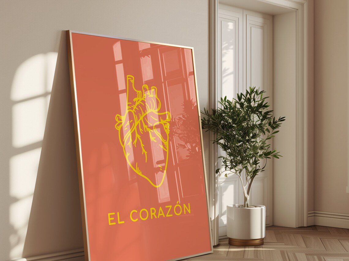 El Corazon Anatomical Heart Mexican Loteria Inspired Art Print - Image 2
